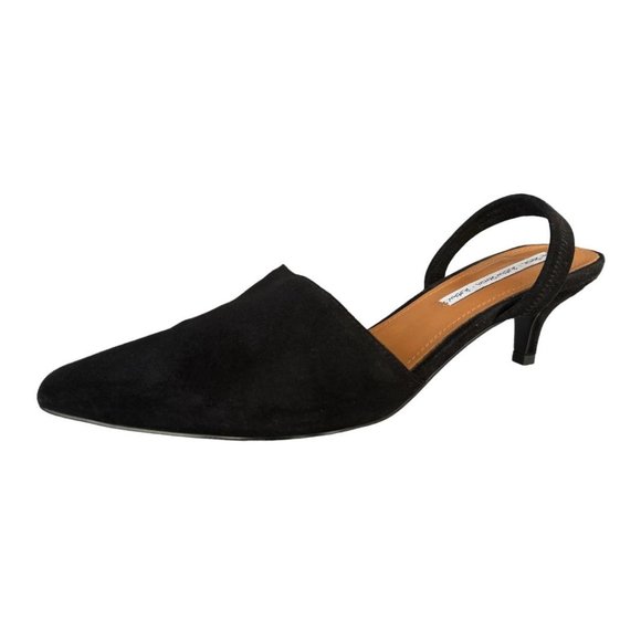 & other Stories  Black Suede Slingback Pointy Toe Classic Kitten Heel Size 8 - Picture 1 of 13